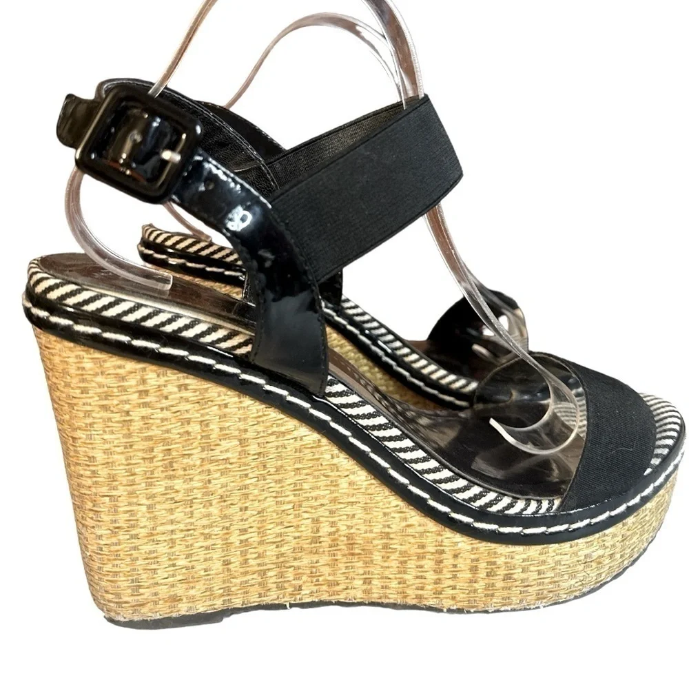 Charles by Charles David Boho Tapia Wedge Platform Heel Black Elastic Upper
